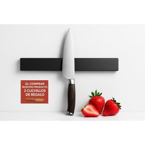 Jexnovashop-Barre Magn&eacute;tique Pour Couteaux, Tr&egrave;s R&eacute;sistante &iquest; Support Pour Couteaux De Cuisine &iquest; Aimant Couteaux De Cuisine 30 Cm &iquest; Cadeau 2 Couteaux &iquest; Sans Per&ccedil;age, Auto-Adh&eacute;sif, Comprend 2 Cheville - Neuf