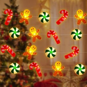 JGD-Guirlande Lumineuse de No&euml;l, 3M 30 LED Guirlande Sapin de Noel, Bonhomme en Pain D'&eacute;pice Guirlandes Lumineuses &agrave; Piles, Guirlande Noel Ext&eacute;rieur Int&eacute;rieur pour Sapin de noel, Chemin&eacute;e, F&ecirc;te, Jard - Neuf