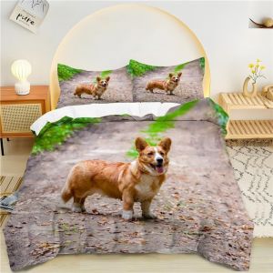 Housse De Couette X Brun, Corgi Parure De Lit Personnes Microfibre Doux Respiran Housse Couette Avec Fermeture &iquest;&iquest;Clair, Ensemble De Literie Avec Taie D'oreillers X Cm - Neuf