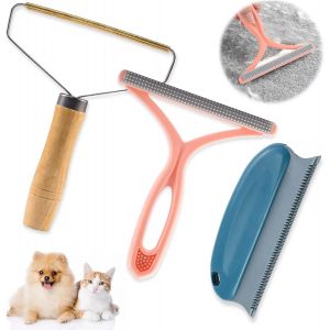KALANKA-Rasoir Anti Bouloche Manuel Lot de 3 Double Rasoir Anti-Bouloche Manuel Reutilisable Brosse Anti Poils Chien Chat Animaux pour Peluche V&ecirc;tements Carpet Cachemire Tapis Rideaux Canap&eacute; - Neuf