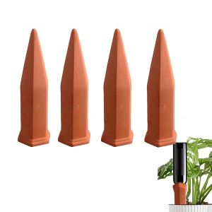 Cône D'arrosage en Terre Cuite pour Plantes, Lot de 4 Arrosage Bouteille Piquets d'auto-arrosage Automatique, Systeme de l'eau Goutte À Goutte pour Plantes d'intérieur d'extérieur en Vacances#4 - Neuf