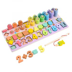 Jouets pour enfants Montessori Bloc de nombres en bois Comptage mathématique - Neuf