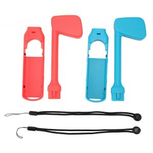 Clubs De Golf De Jeu Ergonomiques Réglables Double Protection Poignées De Manette De Jeu De Golf Pour Interrupteur Pour Manettes Joy Con Bleu Et Rouge - Neuf