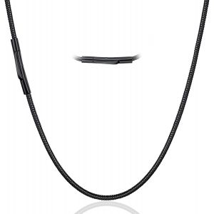 Trahoo-Chaîne De Serpent, 2/3/4mm Serpent Chaîne Collier Acier Inoxydable Collier Serpents Argent Noir Collier Chaines Maille Serpents Homme Garçons, Longueur 46-71cm - Neuf