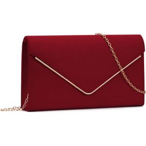 RFCBC-Pochette en Velours Femmes Sac à Main de Soirée Clutch avec chaîne en Velours Sac à bandoulière élégant pour Fête Mariage(Rouge) - Neuf