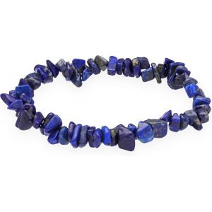 Kal-Bracelet En &Eacute;clats De Lapis-Lazuli -Bracelet En Pierres Pr&eacute;cieuses De Qualit&eacute; Sup&eacute;rieure, 19 Centimeters, Pierre Pr&eacute;cieuse, Lapis-Lazuli, 19 Cm (Base Size), Extensible, Pierre - Neuf