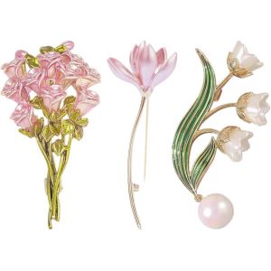 Kjdal-3pcs Broche Femme Vetement,Broches Et Pins Pour Femme,Broche De Floral,Broche De Perle De Mode,Vintage Broches Et Pins Pour Femme Pour Filles Sur Robes,Robes De Mari&eacute;e,Foulards - Neuf