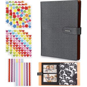 Album Photo Scrapbooking,Album Scrapbooking DIY avec Noires 30 Pages Album Photo Vierge,Couverture Imperméable en cuir Cadeau parfait pour un Anniversaire,un Mariage,la Saint-Valentin (Noir) - Neuf