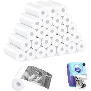 JEXNOVASHOP-25 Rouleaux Papier thermique pour Appareil Photo Enfant, Recharge Papier Imprimante Thermique Blanc pour Appareils Photo Instantan&eacute;s Mini Imprimante(57 x 25mm) - Neuf