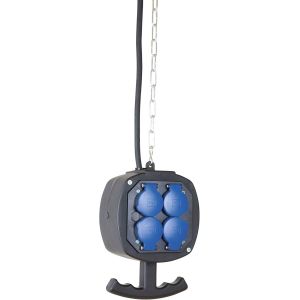 coffrets de prises suspendus - 8 prises 230V / 16 A - c&acirc;ble 3m H05VV-F 3G1,5 - bo&icirc;tier plastique robuste - cha&icirc;ne acier zingu&eacute;e - Coffrets de chantier - Coffret &Eacute;lectrique - IP44, 60973 - Neuf