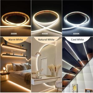 KALANKA-Ruban LED COB 3m, 5V USB Bande LED Chambre Blanc Chaud 3000K,480LED/m CRI90 Flexible LED TV 4mm,Fancy Lumiere Bandeau LED Gaming,Adh&eacute;sif Reglette LED pour Cuisine,Armoire,Miroir,F&ecirc;te DIY Deco - Neuf