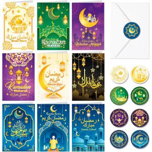 CHECARZHN--NO1-18 Ramadan Moubarak Cartes De V?ux Avec Enveloppes Autocollants, ¿¿¿¿¿ ¿¿¿¿¿ Ramadan Kareem Cartes Cadeaux Pour Ramadan, Arabes Calligraphie Cartes Islamiques Art Cartes Pour Musulman - Neuf