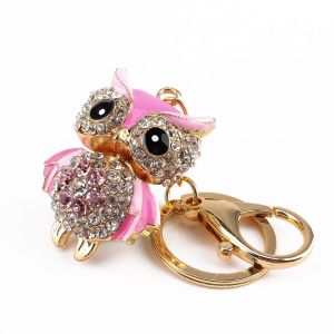 Porte-cles en forme de chouette avec strass et cristal, pendentif pour sac, cadeau - Neuf