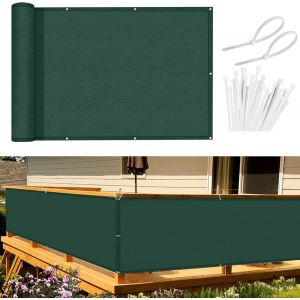 SJZG-Brise Vue Balcon Vert Foncé 90X300 Cm, Cache Brise Balcon Pour Jardin Exterior Pes, Avec Trous Et Serre Câbles, Uv Résistant - Neuf