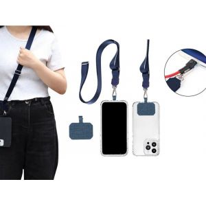 Cordon Tour De Cou R&eacute;glable Anti-Perte Pour T&eacute;l&eacute;phone Portable - Bleu - Neuf