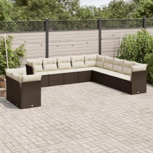 Prolenta Premium - Salon De Jardin Et Coussins 11 Pcs Marron R&eacute;sine Tress&eacute;e - Neuf