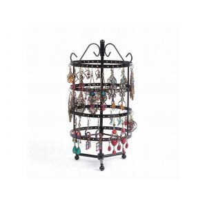 Pr&eacute;sentoir &Agrave; Boucles D'oreilles Rotatif &Agrave; 4 Niveaux Avec 144 Trous - Noir - Neuf