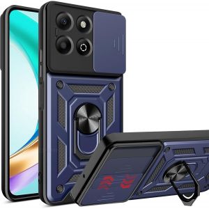 Kal-® Coque Pour Honor X6b 4g Avec Lentille Coulissante Couverture Et Support Rotatif, Anti-Chute Étui Housse Compatible Avec Support De Voiture Magnétique, Bleu - Neuf