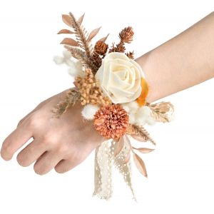 Corsage De Poignet Séché Boho Pour Mariage (Lot De 6), Corsages De Bal Rustiques Pour Filles, Femmes, Mères, Demoiselles D'honneur Pour Anniversaire, Remise De Diplôme, Etc. - Neuf