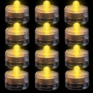 Kalsw-Lot De 12 Bougies Chauffe-Plat Led Sans Flamme-Mini Lumière Submersible Avec Piles-Étanche-Éclairage De Bassin-Éclairage Décoratif Pour Étang,Piscine,Fête,Mariage,Jardin-Lumière - Neuf