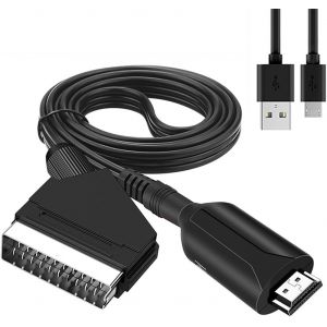 Convertisseur P&eacute;ritel Vers Hdmi, Convertisseur Audio Vid&eacute;o, C&acirc;ble P&eacute;ritel Vers Hdmi Pour Hd 720P/1080P C&acirc;ble P&eacute;ritel Vers Hdmi Pour Tv Hd, Projecteur, Magn&eacute;toscope Vhs, Lecteur Dvd[Z386] - Neuf