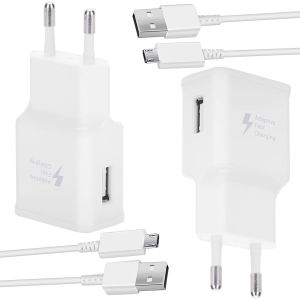 Lot De 2 Chargeurs Rapides Avec C&acirc;ble De Charge Rapide Micro Usb 1,5 M Pour Samsung Galaxy S7 S7 Edge A10 A10S A10E A6 A6+ 2018 S6 S5 S4 Note 5 Xcover 4 3 J4+ J6+ A3 A5 A7 J3 J5 J5 J7 Tab - Neuf