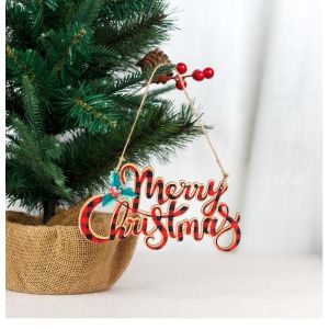 1 Morceau De Grille Rouge Ornement De No&euml;l En Bois Lettres Joyeux No&euml;l De La Pendaison De La Grille De Tags Color&eacute;s De No&euml;l Signes Pendentif En Bois - Neuf