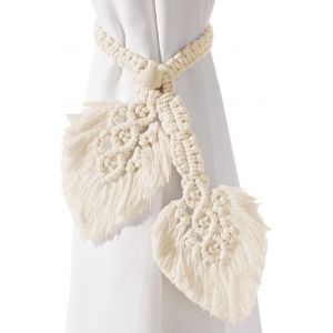 Boheme embrasses de Rideaux (Blanc), Tricote a la Main en Coton Reglable avec Perles en Bois pour la decoration de Rideaux - Neuf