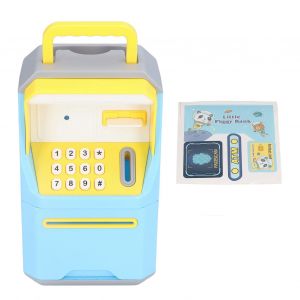 Tirelire Atm Avec Musique Et Capteur Intelligent, Mot De Passe Electronique, Pour Developper Les Habitudes, Billets Et Pieces De Monnaie, Bleu - Neuf