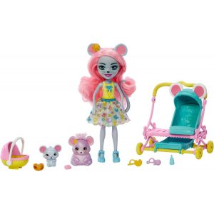 ERYI-Coffret Bêtes Citadines Promenade En Ville Avec Poupée Mauria Souris, 2 Figurines D¿Animaux Et Poussette Double, Jouet Enfant, Dès 3 Ans, Hkr57 - Neuf