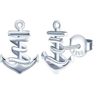 Kal-Boucles D'oreilles Femme Fille, Boucle D'oreille En Argent 925, Boucle D'oreille Ancre De Navire, Boucle D'oreille Ancre Cr&eacute;ative, Bijoux &Eacute;l&eacute;gants Femme Homme, Argent, Or Rose Et Or - Neuf