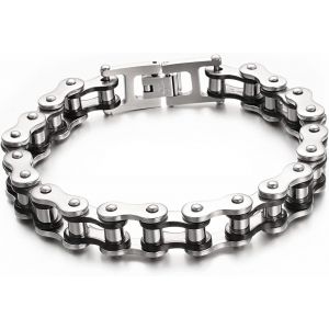 Eryi-Bracelet Homme Moto Chaine Vélo De Acier Inoxydable Bracelet Gros Garcon Rock, 21.5cm - Neuf