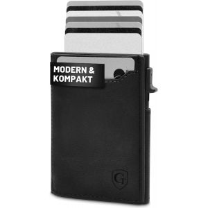 Gento - Portefeuille Fin Avec Compartiment &Agrave; Monnaie - Protection Rfid Nfc Certifi&eacute;e T&uuml;v - Porte-Cartes - Pour Homme Et Femme - Petit Portefeuille - Noir, Charbon, Moderne - Neuf