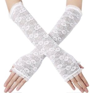 Dentelle Mitaines Longs Gants De Mari&eacute;e Pour La Partie De Bal Design Floral - Neuf