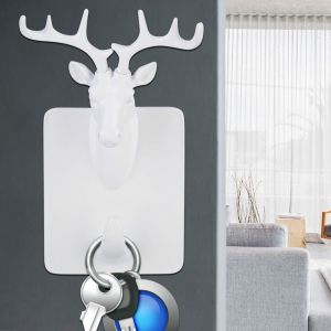 Hjlian Crochets Muraux En Resine Avec Tetes D'animaux, Decorations, Porte-Cles, Cadeaux (Cerf) - Neuf
