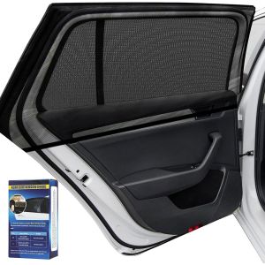 CHECARZHN--NO1-Pare-Soleil Voiture Bébé, Chaussette Voiture Vitre Pour Lunettes Arrière(Lot De 2), Bloquez Uv Et La Chaleur Et Moustiques, Protégez Enfants Et Animaux, S'Adapte À La Plupart Des Véhic - Neuf