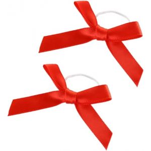 Kal-Lot De 200 Petits Noeuds En Satin, Rubans, Cadeaux Avec &Eacute;lastique, Pr&ecirc;ts &Agrave; L'emploi, Pour La D&eacute;coration, Emballage Cadeau, Bouteille De Parfum, Bouteille De Vin, Rouge - Neuf