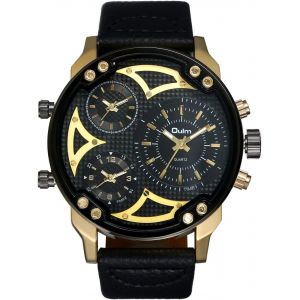 Montre Homme Montre Bracelet Grand Cadran Multifonctionnel-Afficahge Analogique -Bracelet En Cuir Bracelet Montre - Neuf