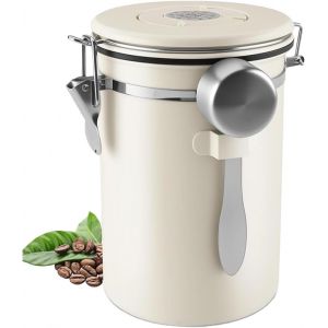Cmws-1,8l Conteneur De Stockage Pour Le Caf&eacute;, Coffee Vault Herm&eacute;tique De Conservation, Bo&icirc;te &Agrave; Caf&eacute; Herm&eacute;tique En Acier Inoxydable, Des Noix, Des C&eacute;r&eacute;ales Et Des Grains De Caf&eacute; (Blanc) - Neuf