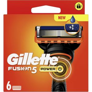 Recharges De Rasoir Fusion5 Power Pour Hommes, Pack De 6, Authentiques, Cartouches Avec Bande Lubrifiante Am&eacute;lior&eacute;e, 5 Lames Pour Un Rasage Manuel Efficace, Compatibles Avec Manches Fusion - Neuf