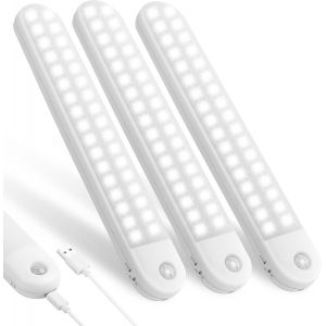 Lumi&egrave;re De Placard,3pcs Lampe Placard,Lampes 72 Led,Sans Fil,Rechargeable Par Usb,Aimant&eacute;,D&eacute;tecteur De Mouvement,Baladeuse De Secours,Veilleuse Enfant[Classe (3pcs 72led) - Neuf