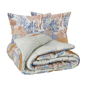 Housse Couette + 2 Taies 240 X 220 Cm Corail D'azura - Neuf