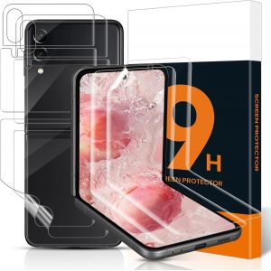 Kal-2 Pièces Verre Trempé Pour Samsung Galaxy Z Flip 4 5g, Doux Tpu Film Protection Écran Compatible Avec Galaxy Z Flip 4 Verre Protection, Antifouling Z Flip 4 5g Doux Vitre Protection - Neuf