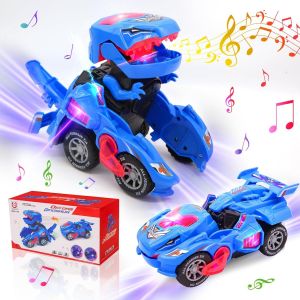 KAL-Voiture Télécommandée Électrique Dinosaure Transformée -Voiture Télécommandée Sans Fil Avec Musique -Bleu - Neuf