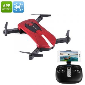 Jy018 Drone Pliant - Cam&eacute;ra Wifi, Assistance App, Fpv, G-Sensor, Vol Sans T&ecirc;te, 500mah, 100m Distance De Contr&ocirc;le (Rouge) - Neuf