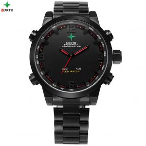 Sport Num&eacute;rique Analogique Montre Hommes M&acirc;le &Eacute;tanche Led Quartz Montre-Bracelet Rouge Aiguilles - Neuf