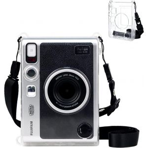 Mini Evo Housse-Housse de Protection Transparent pour Appareil Photo Instantané Fujifilm Instax Mini Evo-Coque Rigide Transparente avec Bandoulière Réglable - Neuf