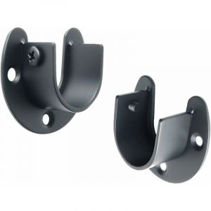 4 pièces supports de tringle à rideau en forme de U embouts de tringle de suspension pour rideaux ou embouts de tringle de placard de garde-robe, acier inoxydable noir mat - Neuf