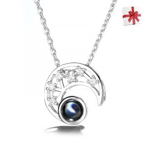 Collier Meilleur Lune Creuse Zircon Projection Pendentif Chaîne De Clavicules Pour Les Femmes Plaqué Argent Bjmy-Sku00130 - 2 - Neuf
