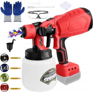 CHECARZHN--NO1-Pistolet À Peinture Sans Fil, Compatible Avec Milwaukee 18Vbatterie, Pistolet Pulvérisateur Avec 4 Buses(1/1,8/2,5/3,0 Mm), 3 Modès, Récipient De 1000Ml, Adapté Aux Murs, Meubles (Sans - Neuf